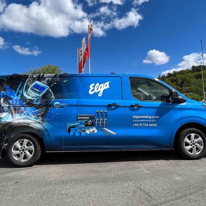Helfoliering av servicebil för ITW Welding. Printad gjuten folie wrappad över hela bilen.