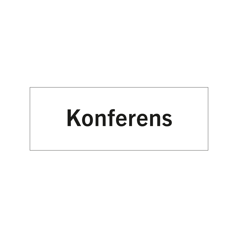Rumsskylt Konferens i lasergraverad hårdplats som ger tydlig rumshänvisning.