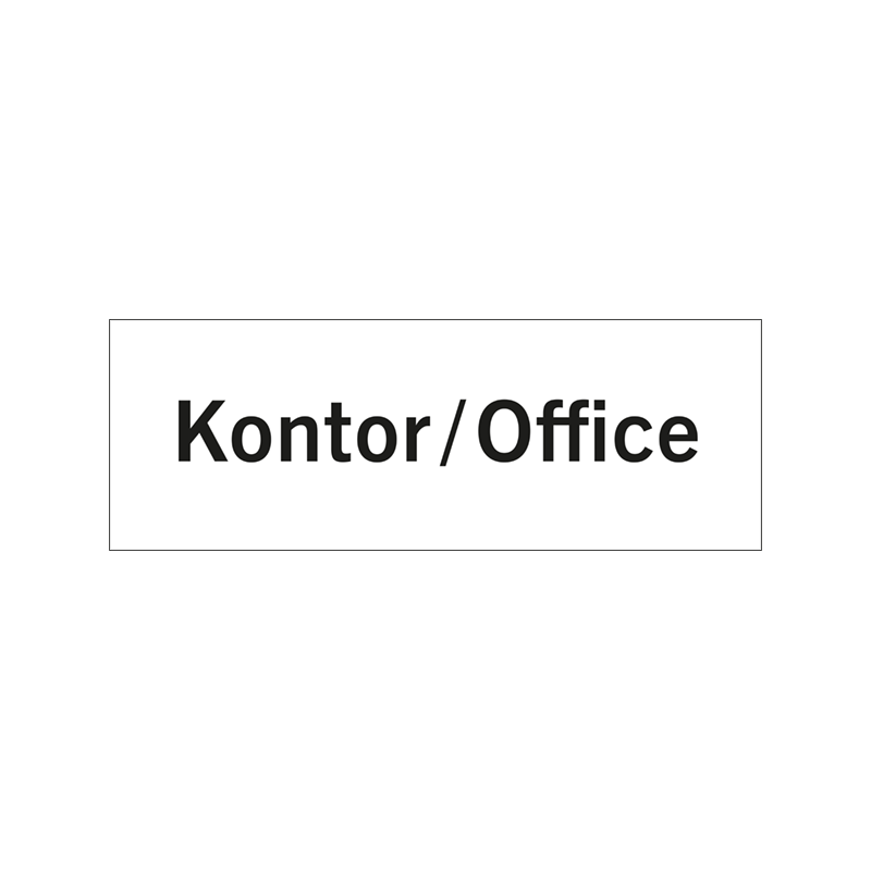 Rumsskylt Kontor / Office i lasergraverad hårdplats som ger tydlig rumshänvisning.