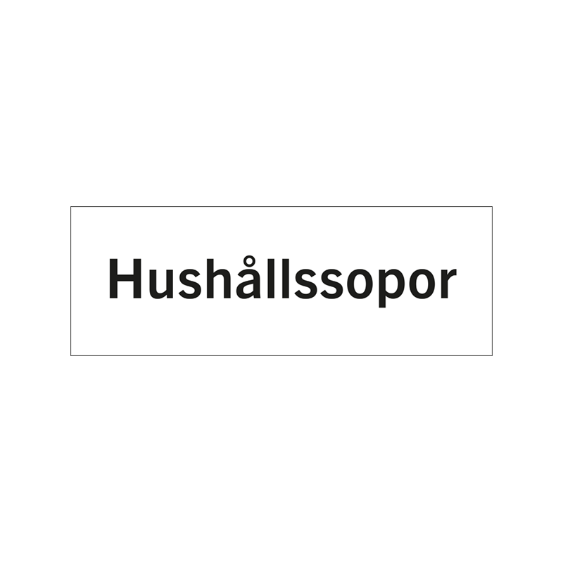 Rumsskyltar Hushållssopor i lasergraverad hårdplats som ger tydlig rumshänvisning.