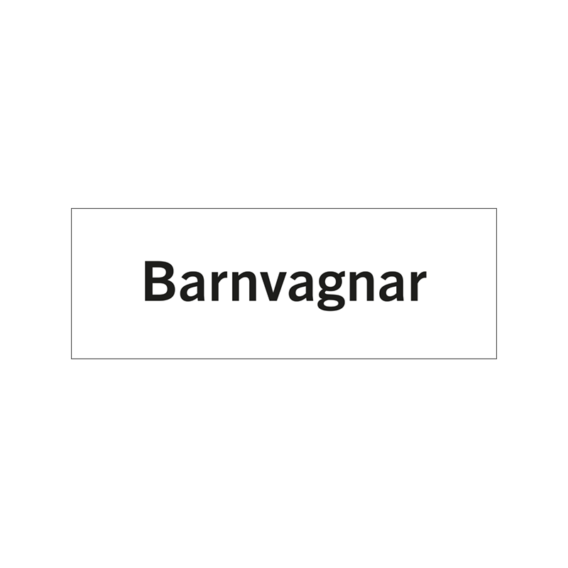 Rumsskyltar Barnvagnar i lasergraverad hårdplats som ger tydlig rumshänvisning.