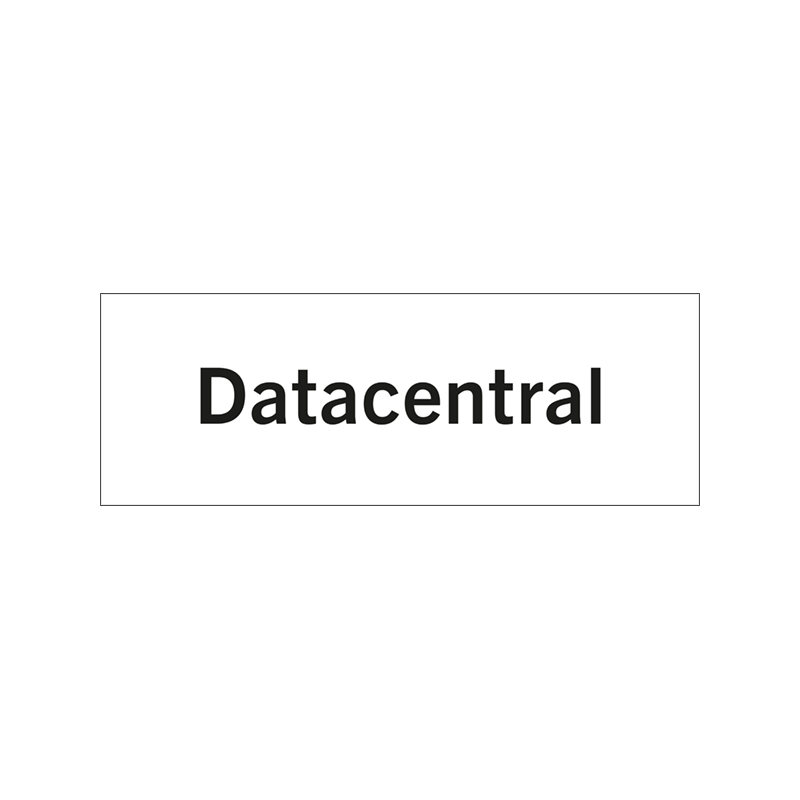 Rumsskyltar Datacentral i lasergraverad hårdplats som ger tydlig rumshänvisning.