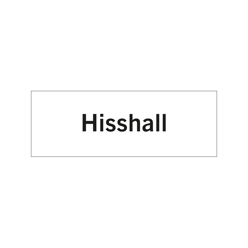 Rumsskylt Hisshall i lasergraverad hårdplats som ger tydlig rumshänvisning.