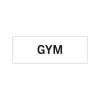 Rumsskylt Gym i lasergraverad hårdplats som ger tydlig rumshänvisning.