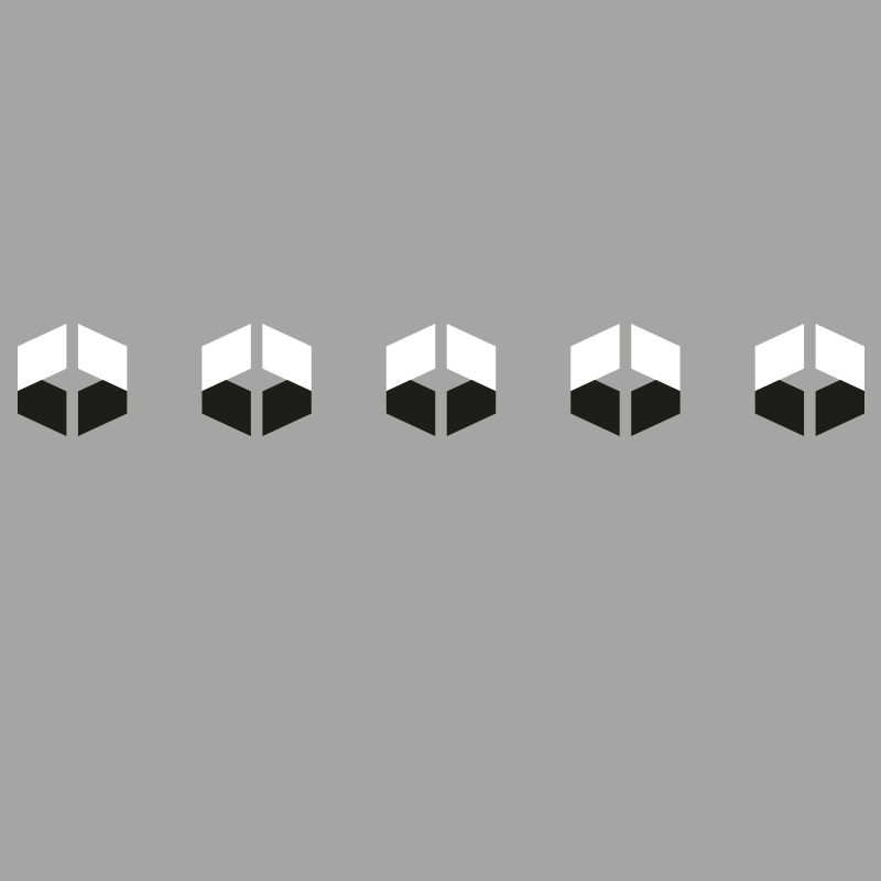 Kontrastmarkering Hexagon i självhäftande folie, Skyltfabrikens design. Monteras på två höjder för bäst kontrastverkan.