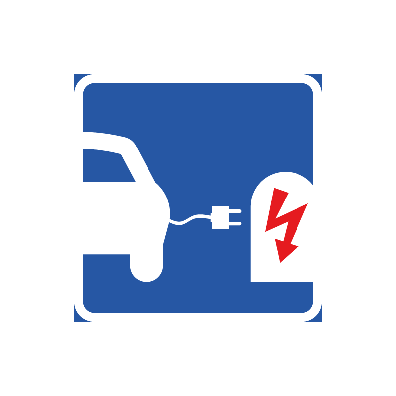 Parkeringsskylt för laddplats av elbil 400x400. Bockade kanter, monteras med stolpklammer.