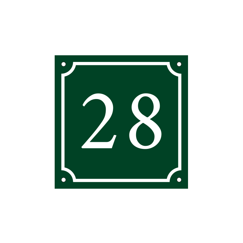 Husskylt i klassisk emaljlook för märkning av husnummer, namn eller annan text. Finns i olika kulörer och i formaten 150x150 mm samt 210x210 mm.