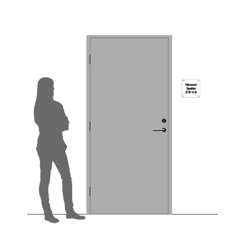 Storleksguide för husskylt med egen text i storlek 210x210mm