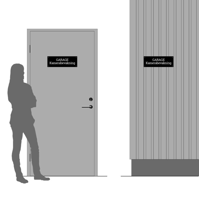 Storleksguide för husskylt med egen text i storlek 420x150 mm.