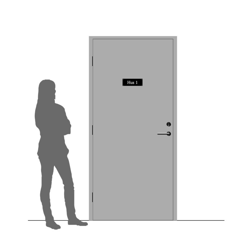 Storleksguide för husskylt med egen text i storlek 225x80 mm.