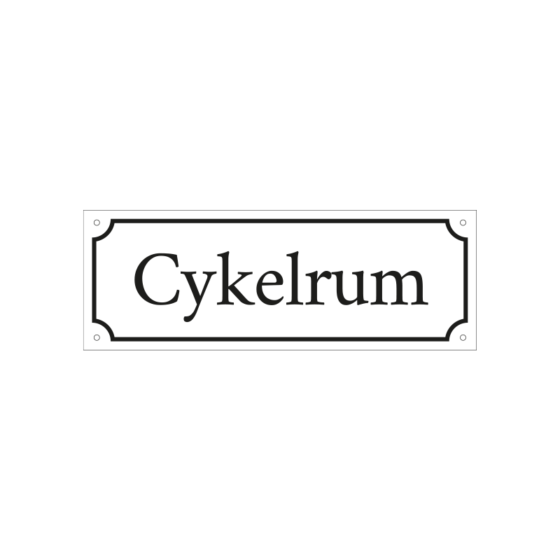 Husskylt i emaljlook - 420x150 mm svart text.