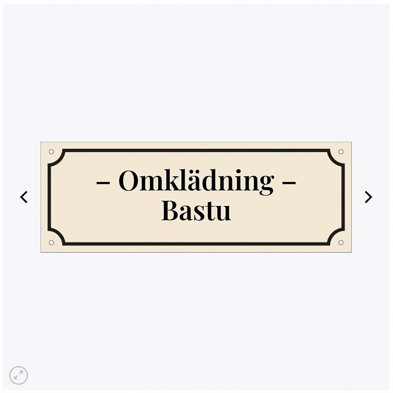 Previewbild från Skyltfabrikens webbshop för designa egen skylt. Skriv in din text och få direkt en preview av hur din skylt kommer att se ut.